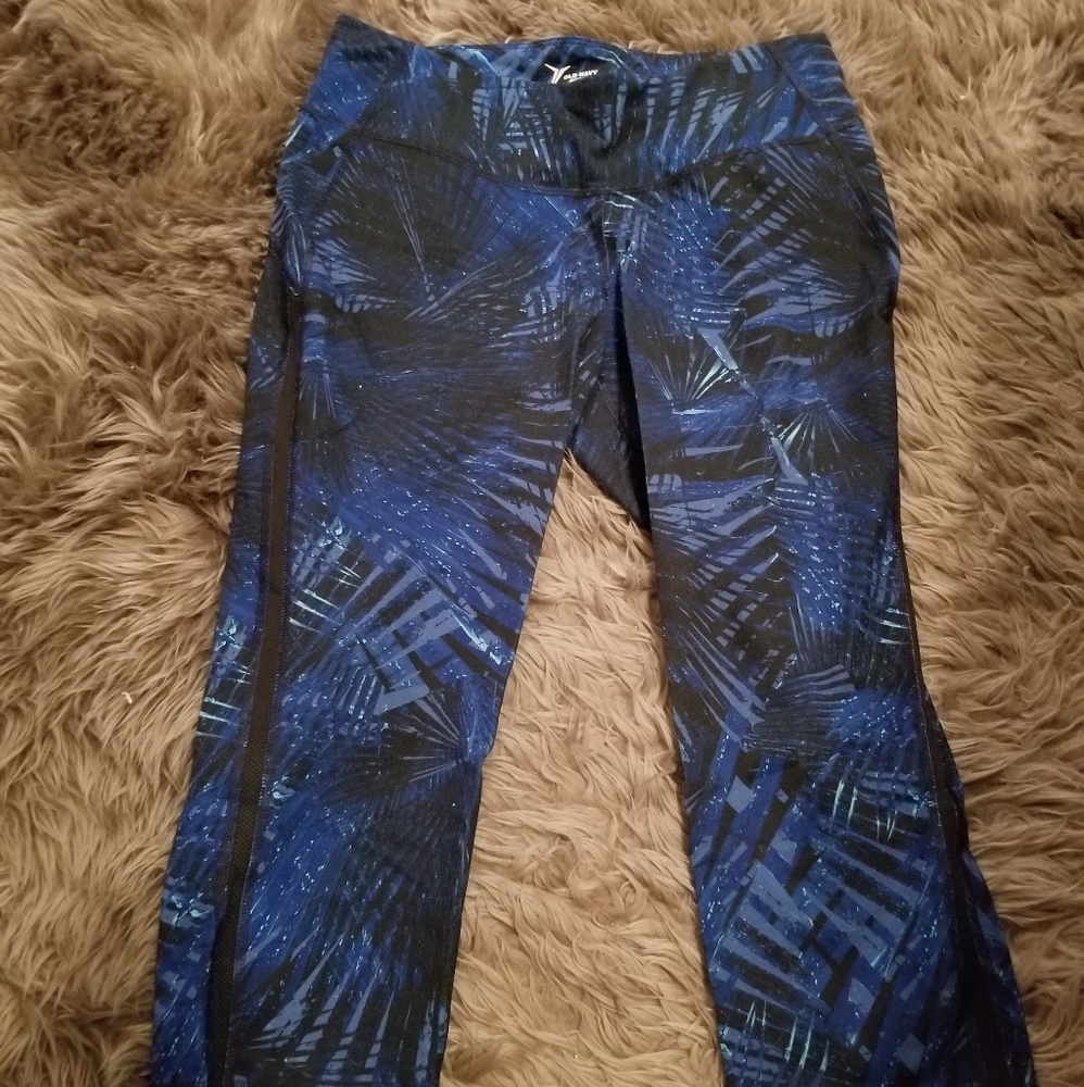 Blue Cropped Active Leggings